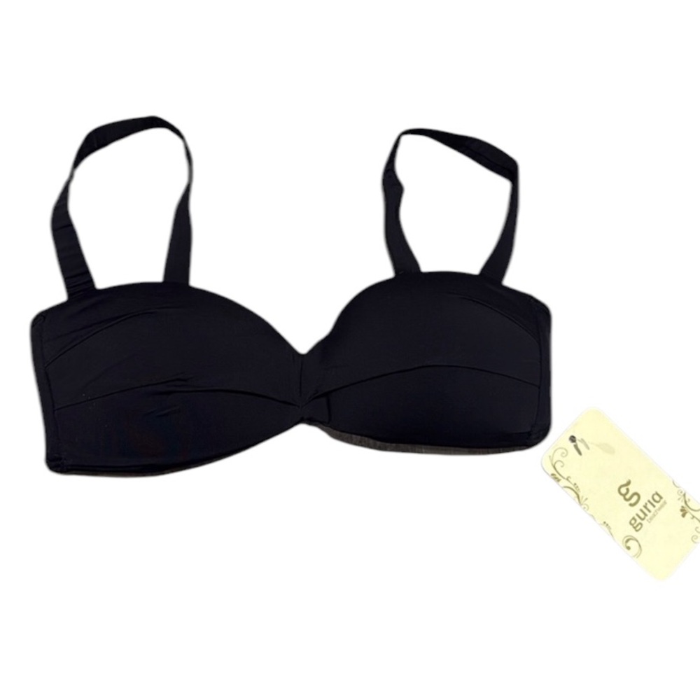45. Guria Beachwear Black Tie Knot Padded Bandeau Bikini Top